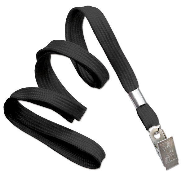 3/8" Blank Non-Breakaway Polyester Lanyard with Bulldog Clip