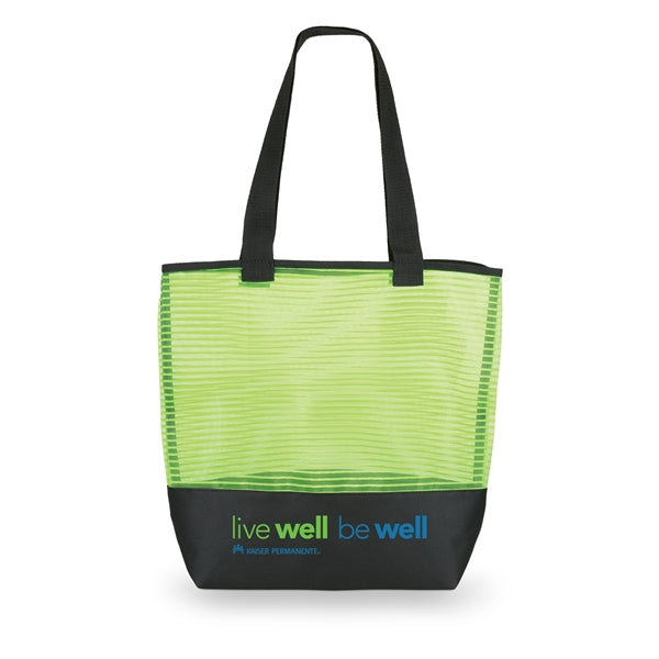 Stripe Mesh Weave Tote Bag