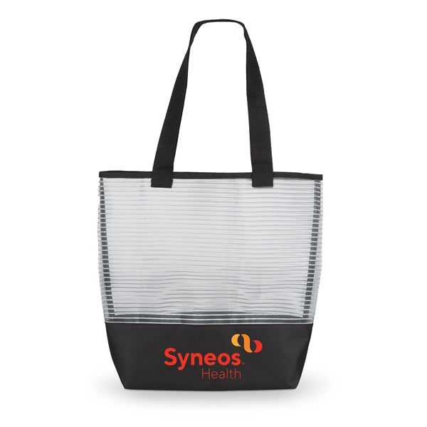 Stripe Mesh Weave Tote Bag