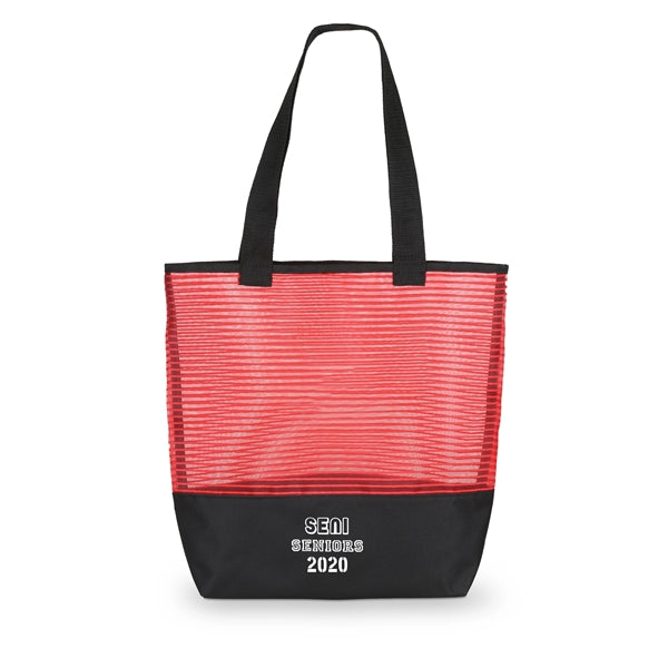 Stripe Mesh Weave Tote Bag