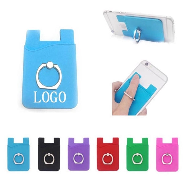 Silicone Phone Wallet w/ Metal Ring Holder