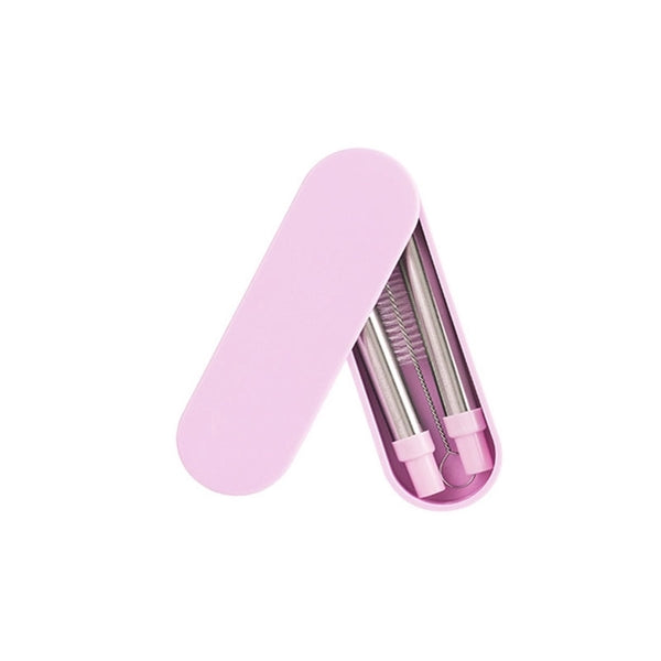 Collapsible Stainless Straws w/ Case Cleaning Brush