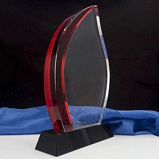 Engraved Crystal Flame Trophy Award