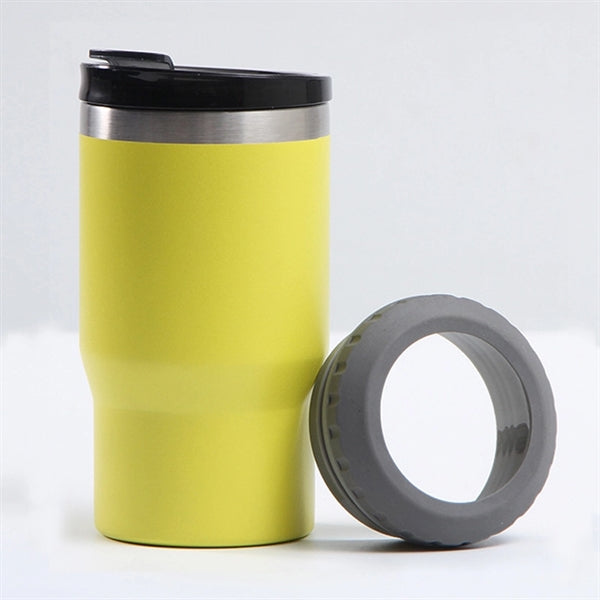 14 oz Stainless Steel 4 In 1 Can Cooler Tumbler w/ 2 lids