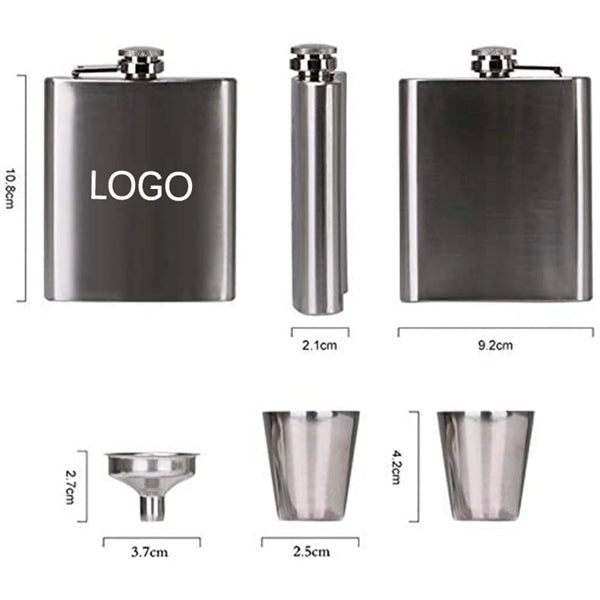 4pcs/set Stainless Steel Hip Flask, Shot Glass and Funnel