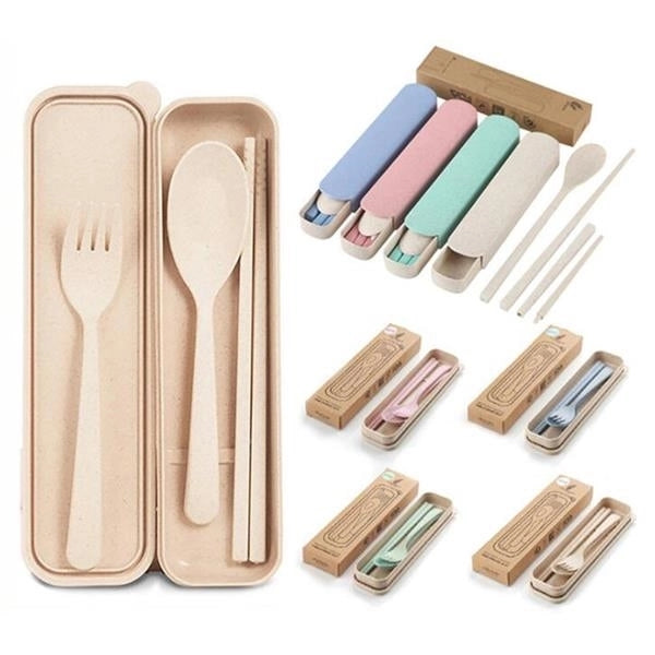 3pcs Portable Flatware Set With Case