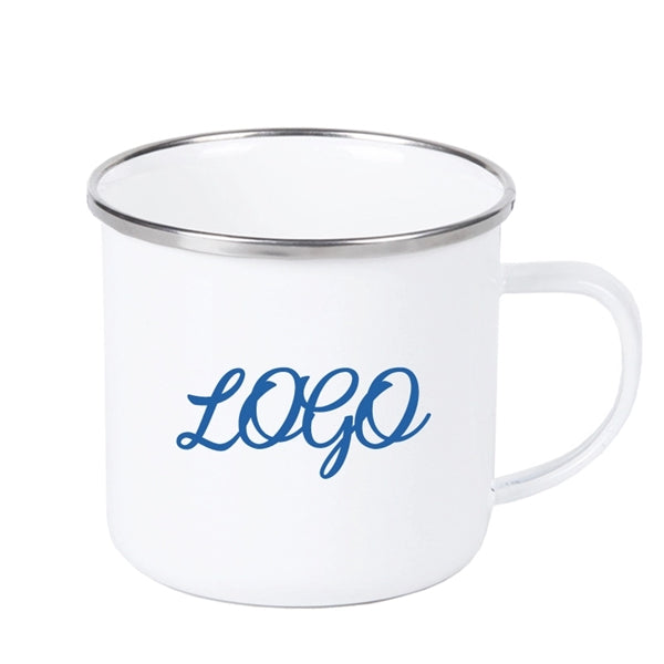 12oz Retro Enamel Mug with Stainless Steel Rim
