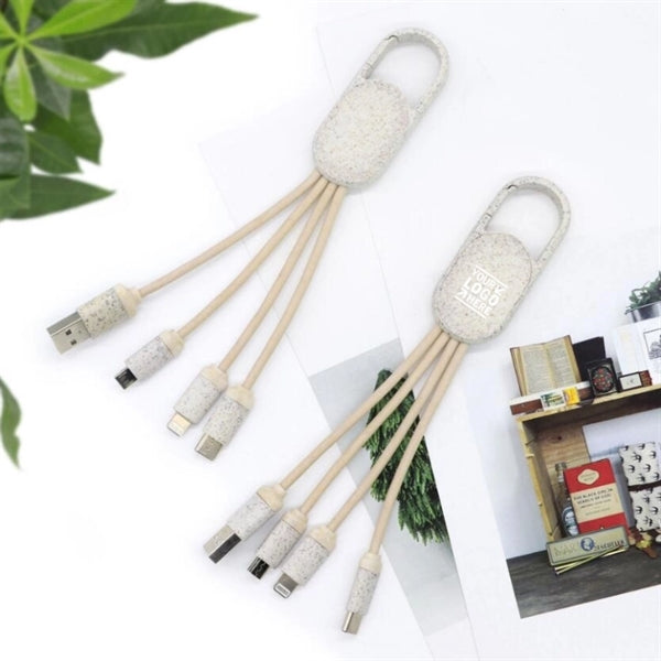 Eco-Friendly Wheat Straw Phone Charging Cables W/ Keychain