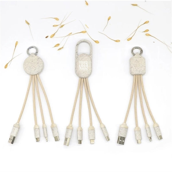 Eco-Friendly Wheat Straw Phone Charging Cables W/ Keychain