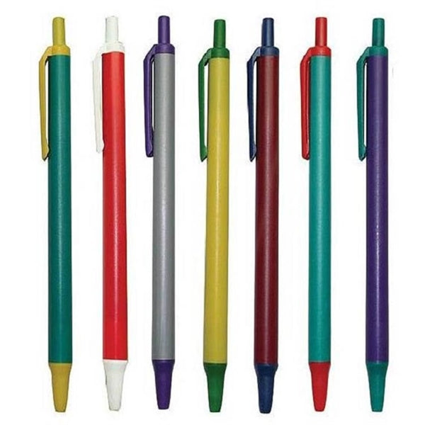 Lancer White Barrel Click Action ballpoint pen with Clip