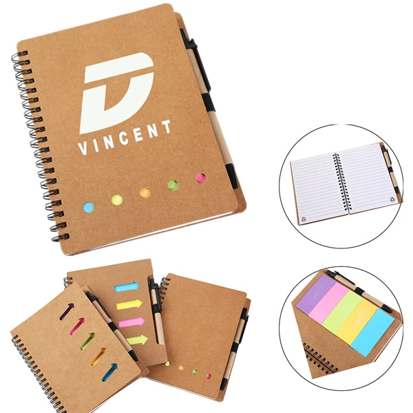 Notebook with Pen and Sticky Notes