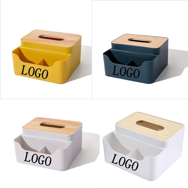 Bamboo Plastic Desk Tissue Box with Custom Logo