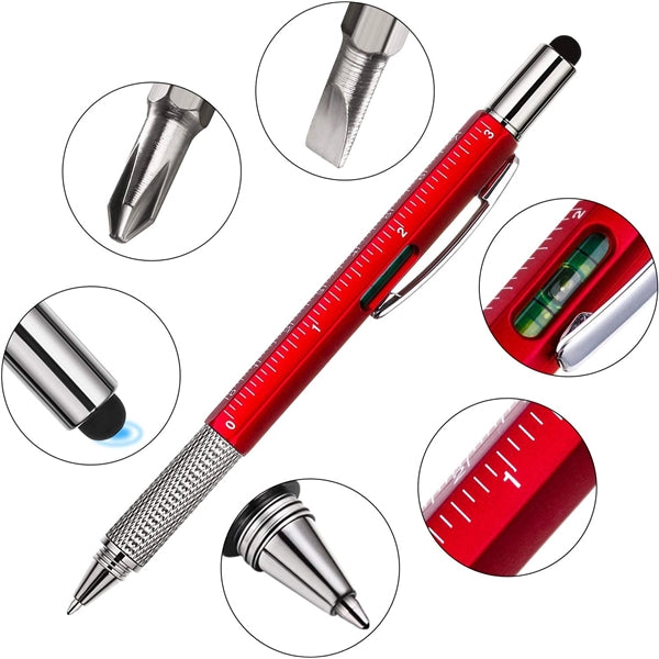 6-in-1 Stylus Twist Tool Pen- Metal barrel