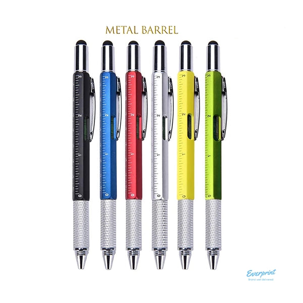 6-in-1 Stylus Twist Tool Pen- Metal barrel