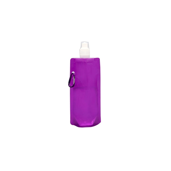 Gym Folding Water Bottle w/ Carabiner - 16 Oz