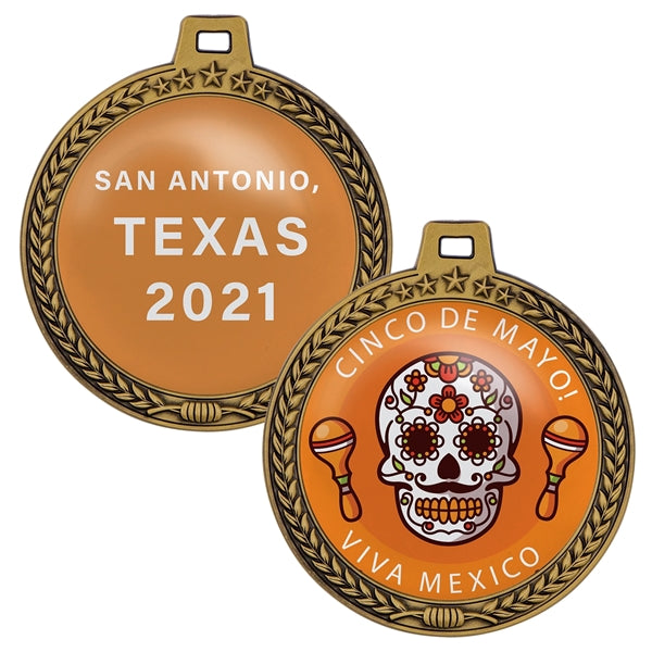 3" Medal w/ Wreath & Star Border 2-Sided Imprint