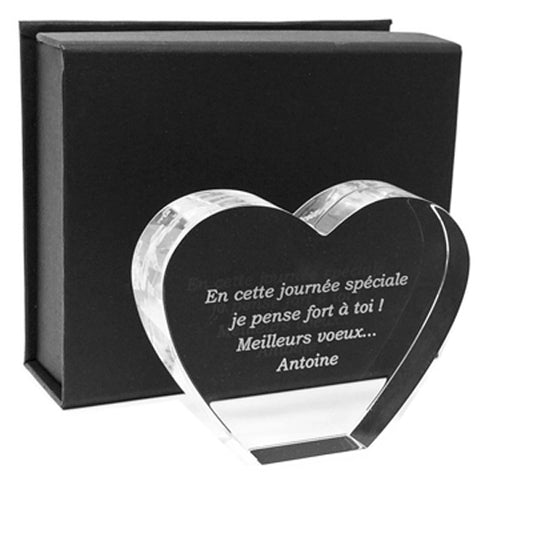 Romantic Heart Shaped Glass Paperweight