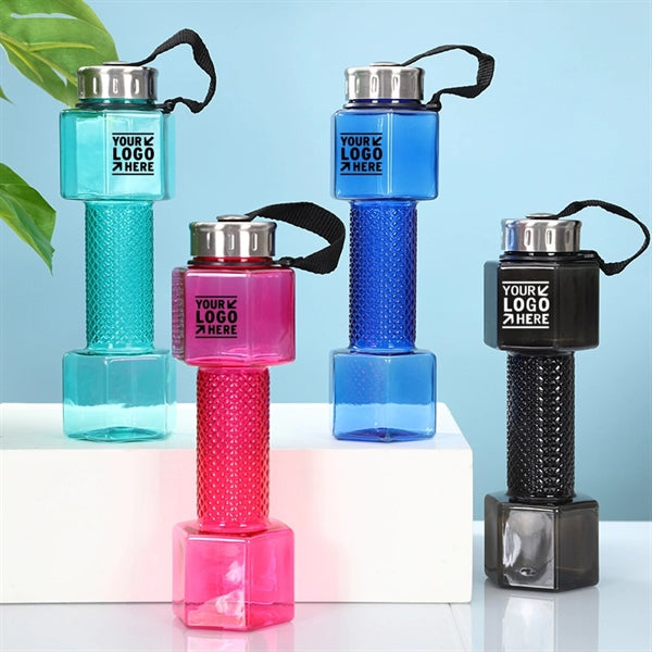 Dumbbell Shaped Fitness Sports Water Bottle Workout Gym Jug