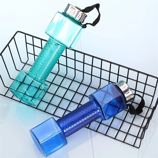 Dumbbell Shaped Fitness Sports Water Bottle Workout Gym Jug