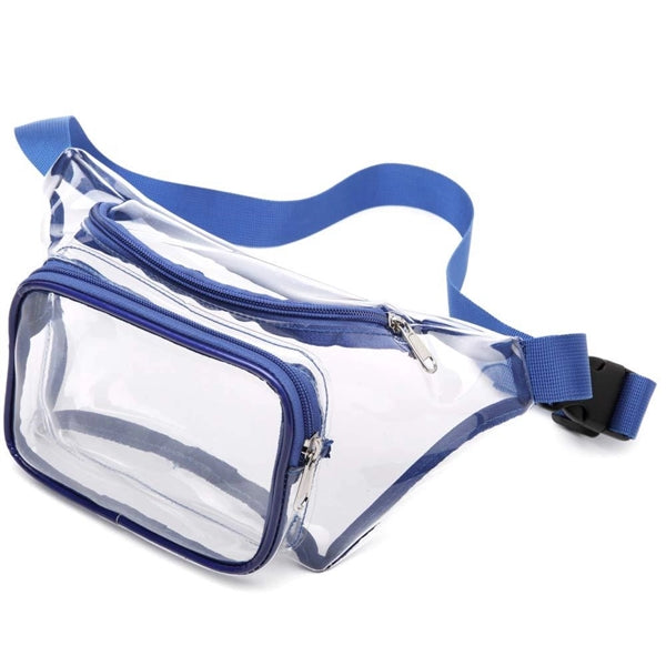 Clear Fanny Pack w/ Three Zipper Pockets Transparent PVC Bag