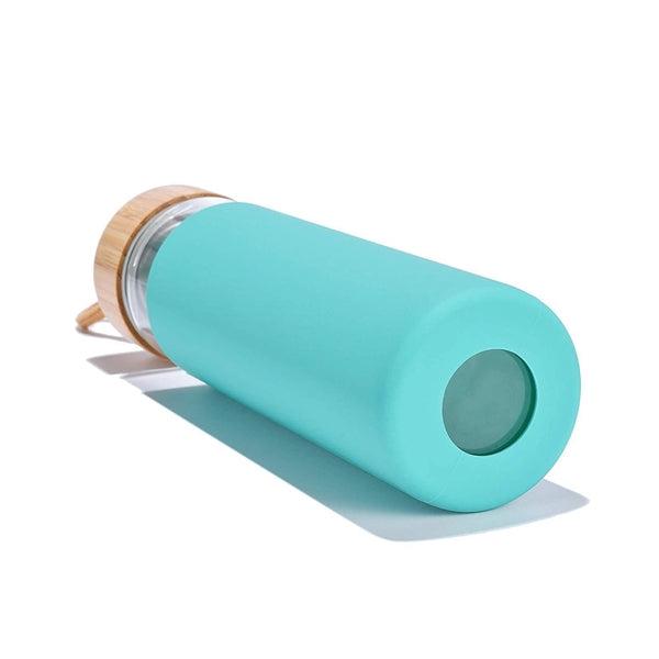 Single Wall High Borosilicate Glass Bottle With Bamboo Lid
