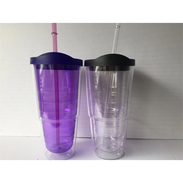 Dual Wall Travel Tumbler with Straw- 25 oz