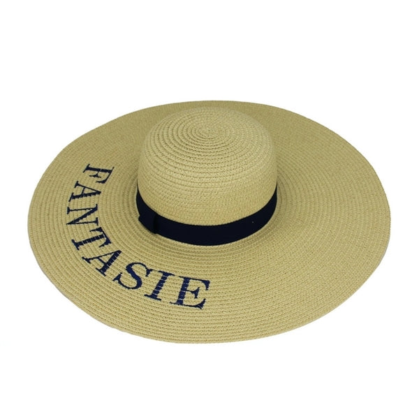 Wide Rim Summer Beach Floppy Straw Band Hat