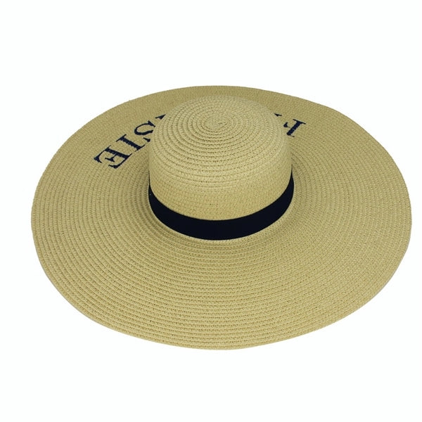 Wide Rim Summer Beach Floppy Straw Band Hat