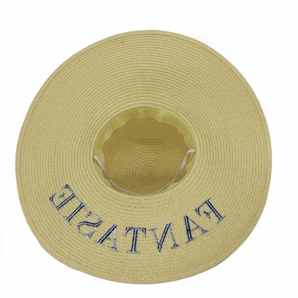 Wide Rim Summer Beach Floppy Straw Band Hat