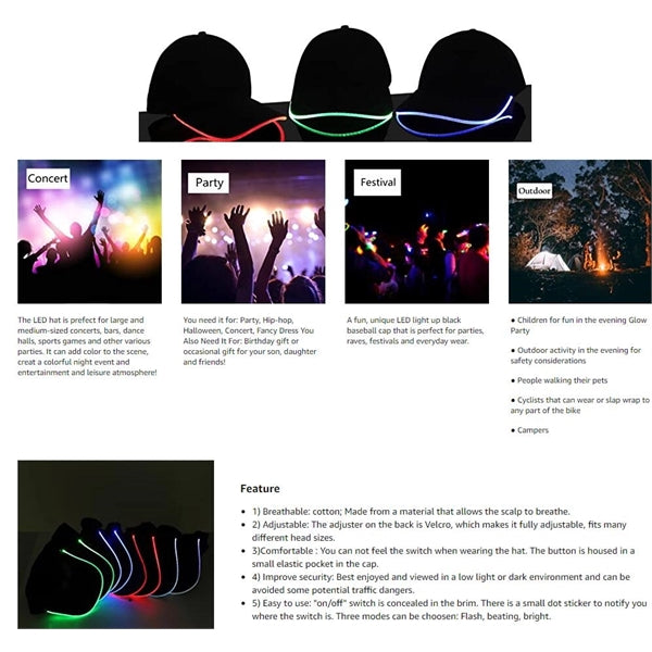 LED hat lighting party baseball cap