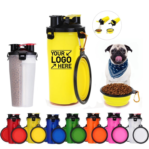 2 in 1 Dog Water Bottle Pet Food Container with Dog Bowl