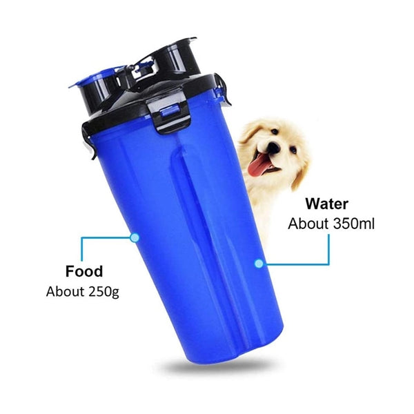 2 in 1 Dog Water Bottle Pet Food Container with Dog Bowl