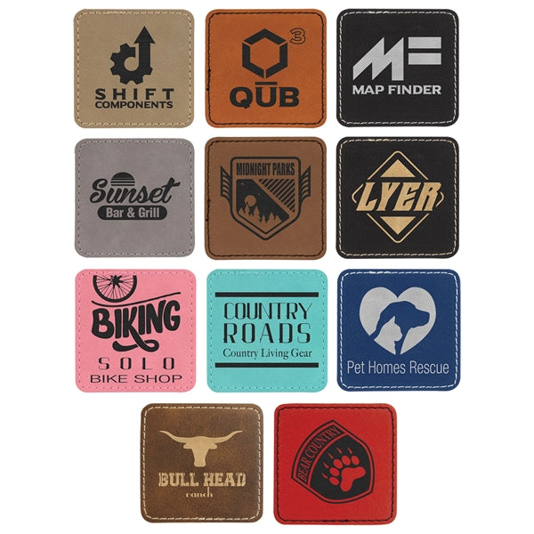 Square Light Brown Leatherette Patch with Adhesive