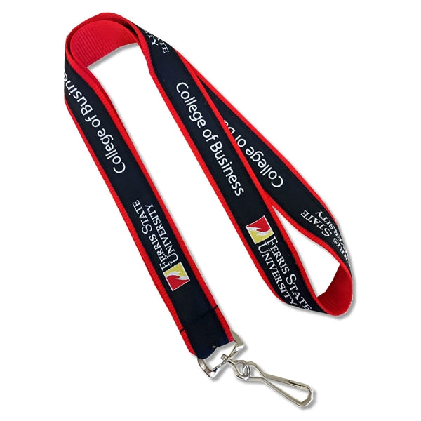 1" Wide Double Layered Woven Lanyard - embroidered