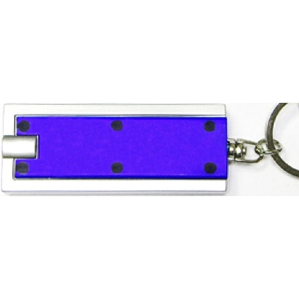Slim rectangular flash light with swivel key chain