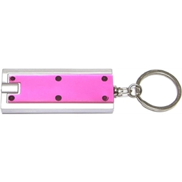 Slim rectangular flash light with swivel key chain