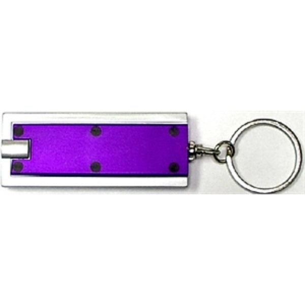 Slim rectangular flash light with swivel key chain