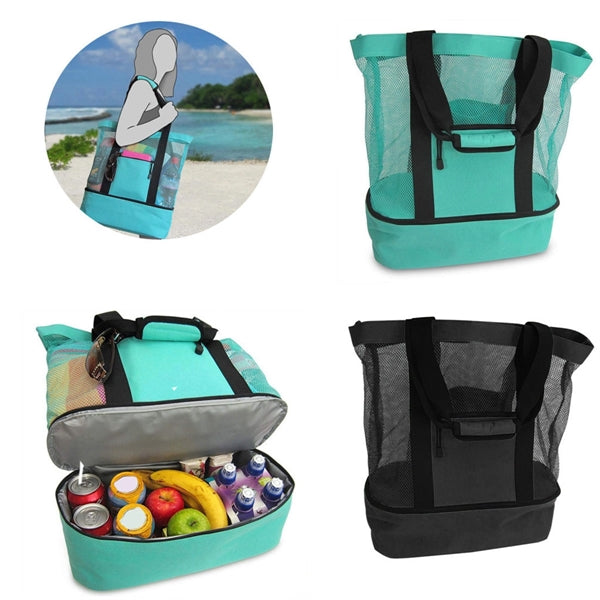 Mesh Beach Tote Bag with Detachable Insulated Cooler