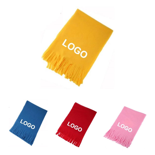 Winter Polar Fleece Fringed Scarf