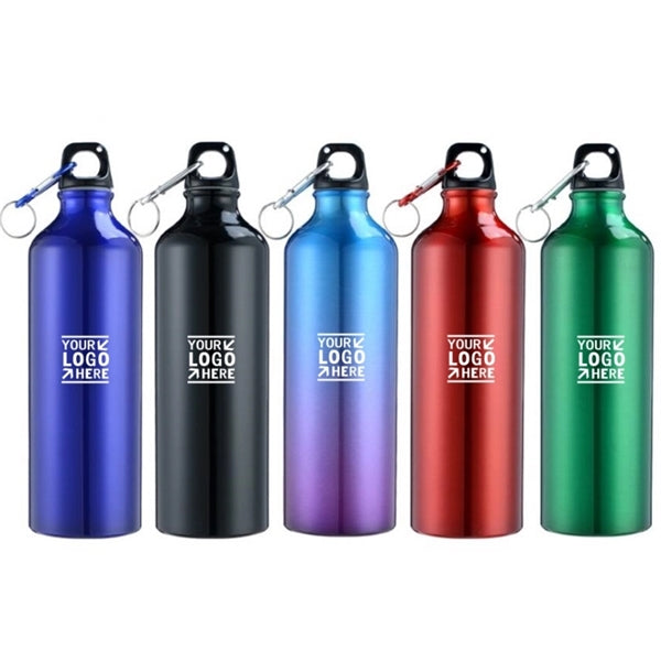 Aluminum Water Bottle w/ Twist Cap and Carabiner-25oz