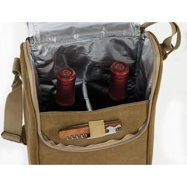 BYOB Double Bottle Wine Bag Tan