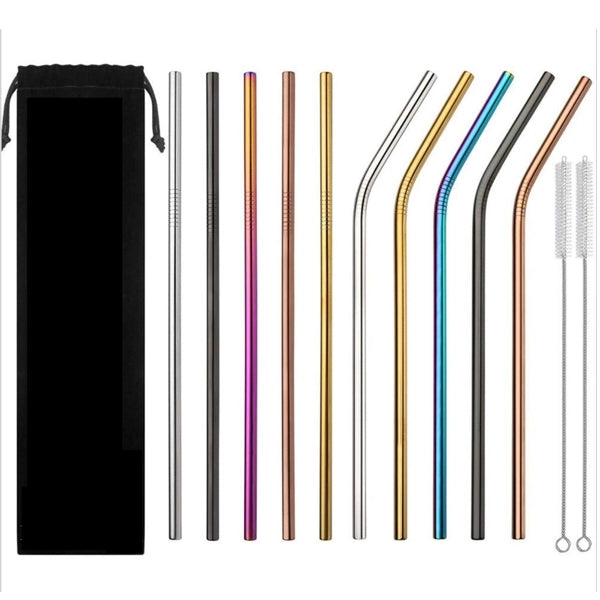 Drink Straw Set & Black Pouch