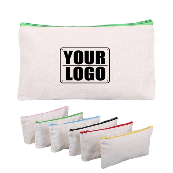 Multipurpose Canvas Color Zippered Pencil Case & Organizer
