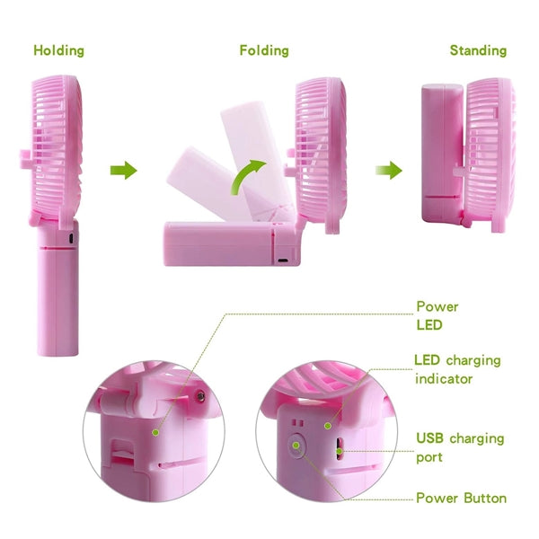 Portable Rechargeable Handheld Foldable Mini Desk Fan