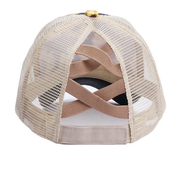 New Fashion Women High Sunflower Ponytail Baseball cap UPF