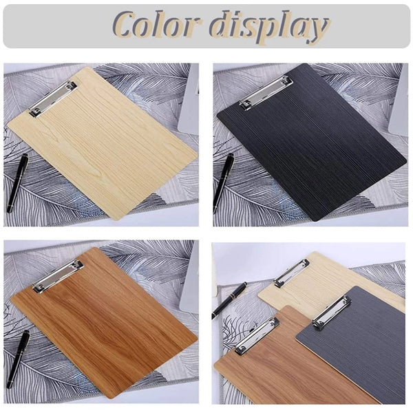 A4 Size Premium Wood Grain Wooden Clipboard Low Profile Clip