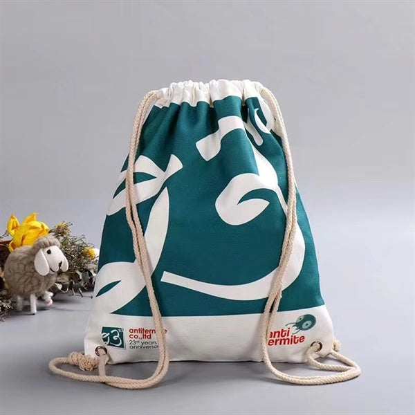 Full Color Cotton Canvas Drawstring Backpack