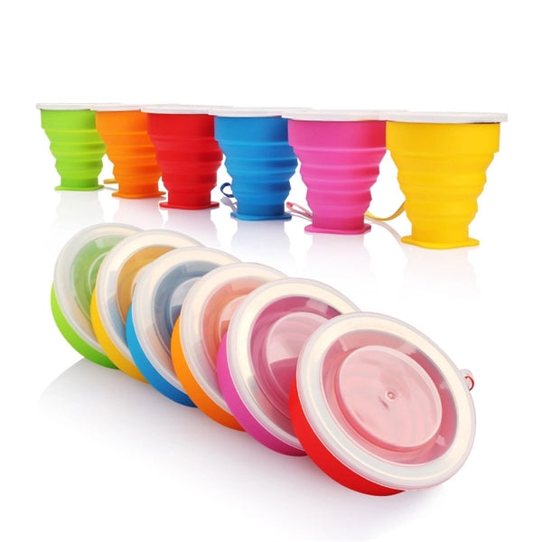 Portable Silicone Collapsible Travel Water Cup with Lids