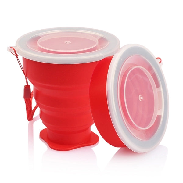 Portable Silicone Collapsible Travel Water Cup with Lids