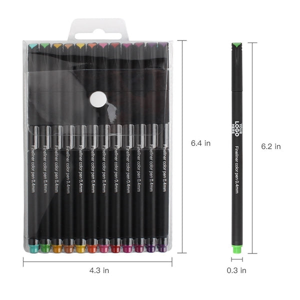 Water-Based Hook Line Pen 12 Colors